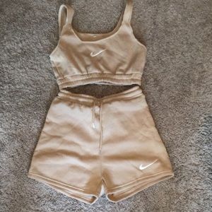 Two-piece tan colored lounge set
